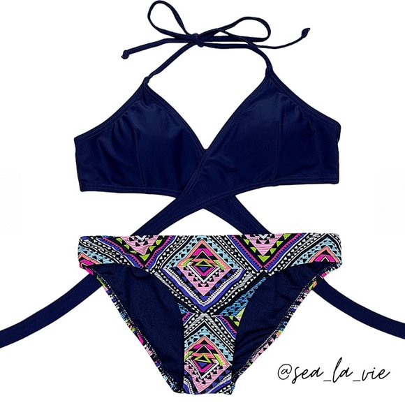 Sea La Vie Other - Tribal Print Crisscross Halter Wrap Hipster Bikini